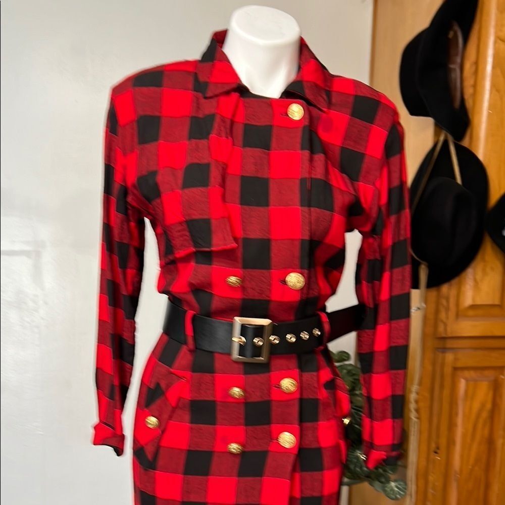 R.J. Steven by carol escritor vintage Plaid Red and Black Women's Dress - Picture 2 of 16